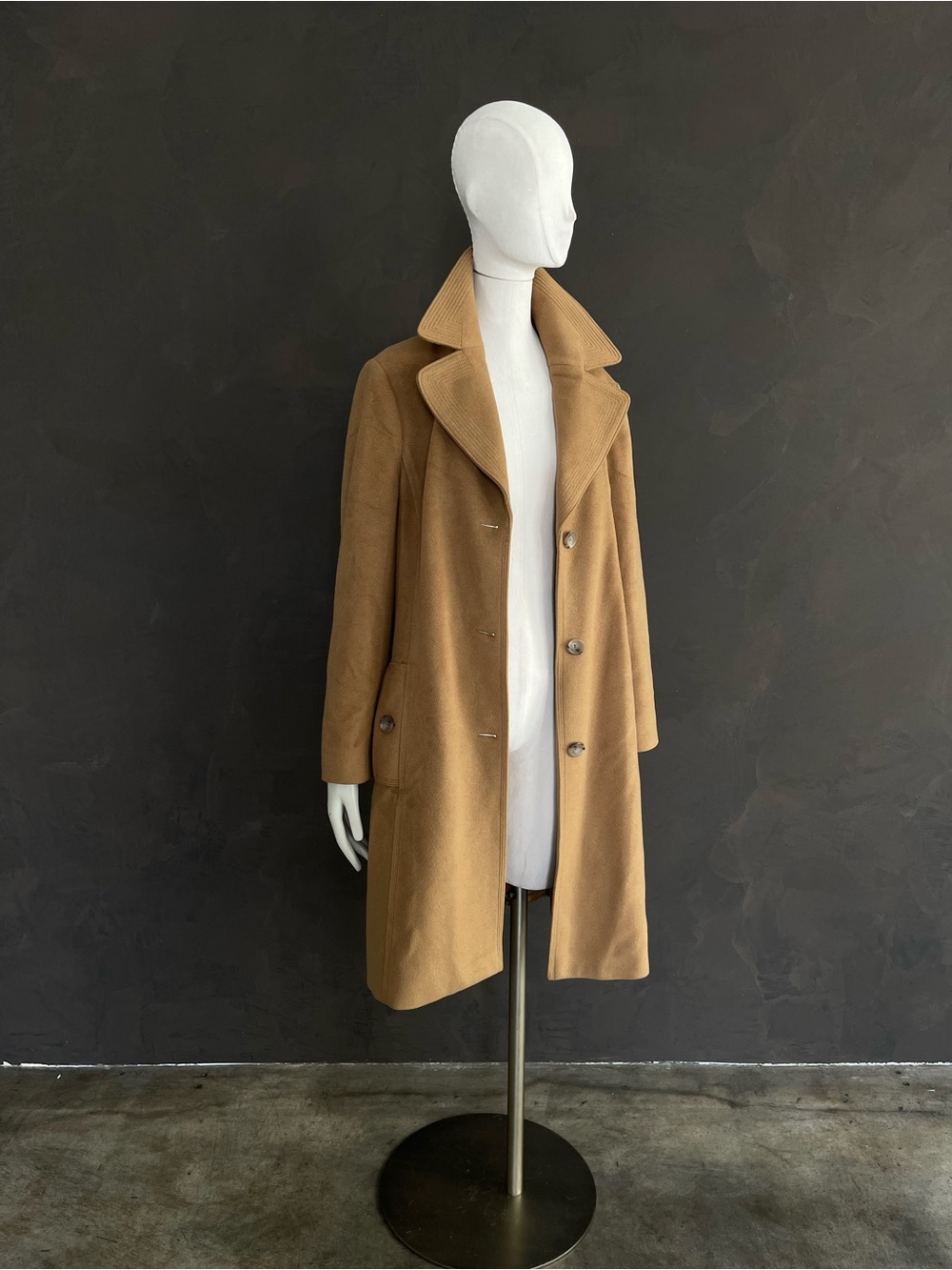 Banana Republic Camel Tan Wool Blend Belted Long Coat XL Button Front Heritage
